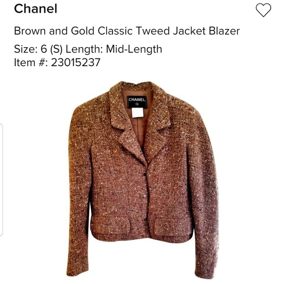 CHANEL, Jackets & Coats, Chanel Brown Tweed Jacket